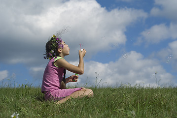 Image showing Girl with  soap bubbles II