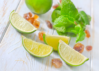 Image showing lime with mint and sugar