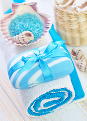 Image showing Soap and towels