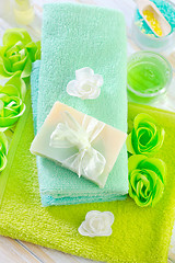 Image showing sea salt and soap