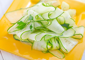 Image showing Fresh salad with fresh cucumber and parsley