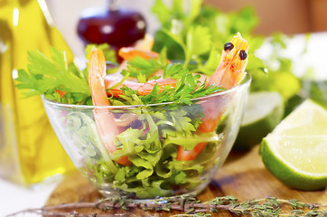 Image showing salad with shrimps