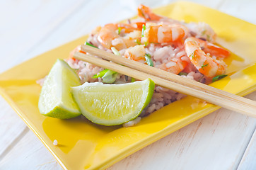 Image showing rice with shrimps