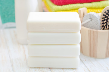 Image showing soap and towels