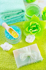 Image showing sea salt and soap