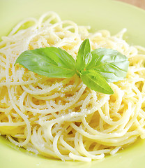 Image showing pasta with cheese and basil