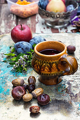 Image showing Cup of tea in the autumn style