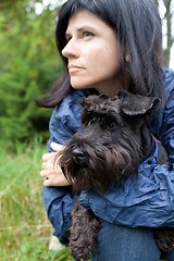 Image showing Woman with her dog in nature