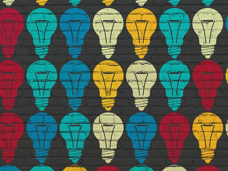 Image showing Business concept: Light Bulb icons on wall background