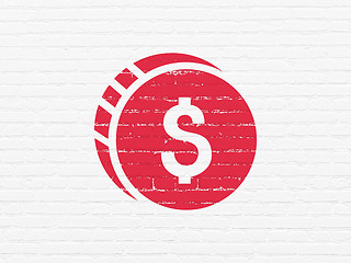 Image showing Banking concept: Dollar Coin on wall background