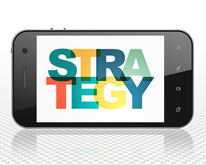 Image showing Business concept: Smartphone with Strategy on  display