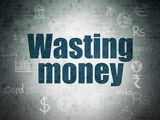 Image showing Money concept: Wasting Money on Digital Paper background