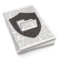 Image showing Finance concept: Folder With Shield on Newspaper background