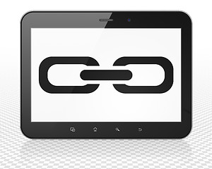 Image showing Web design concept: Tablet Pc Computer with Link on display