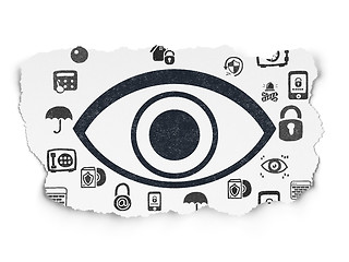 Image showing Protection concept: Eye on Torn Paper background