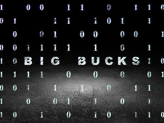 Image showing Business concept: Big bucks in grunge dark room