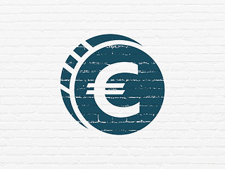 Image showing Currency concept: Euro Coin on wall background