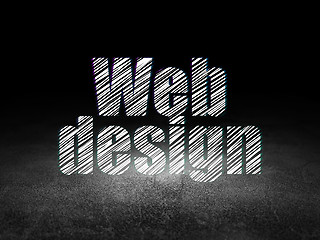 Image showing Web design concept: Web Design in grunge dark room