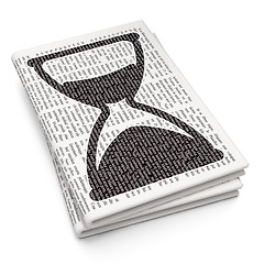 Image showing Timeline concept: Hourglass on Newspaper background