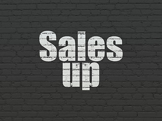 Image showing Marketing concept: Sales Up on wall background