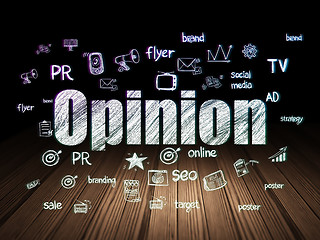 Image showing Marketing concept: Opinion in grunge dark room