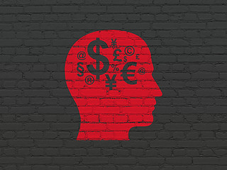 Image showing Marketing concept: Head With Finance Symbol on wall background