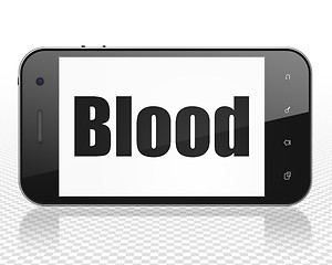 Image showing Health concept: Smartphone with Blood on display