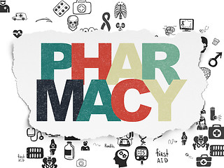 Image showing Health concept: Pharmacy on Torn Paper background