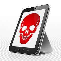 Image showing Health concept: Tablet Computer with Scull on display