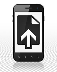 Image showing Web development concept: Smartphone with Upload on display