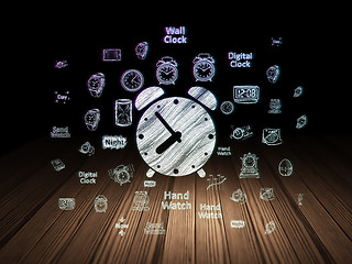 Image showing Time concept: Alarm Clock in grunge dark room