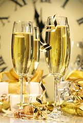 Image showing Glasses of champagne ready to celebrate