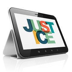Image showing Law concept: Tablet Computer with Justice on  display