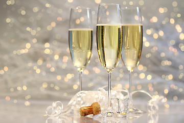 Image showing Threes glasses of champagne