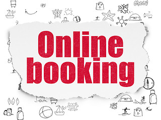 Image showing Vacation concept: Online Booking on Torn Paper background