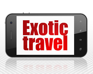 Image showing Travel concept: Smartphone with Exotic Travel on display