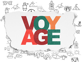 Image showing Vacation concept: Voyage on Torn Paper background