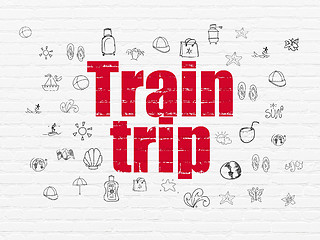 Image showing Vacation concept: Train Trip on wall background