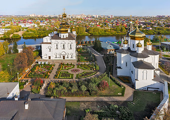 Image showing Aerial view on Holy Trinity Monastery. Tyumen