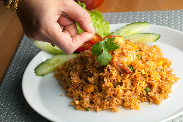 Image showing Sriracha Fried Rice with Shrimp