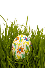 Image showing Painted easter egg in grass