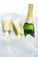 Image showing Champagne in the snow