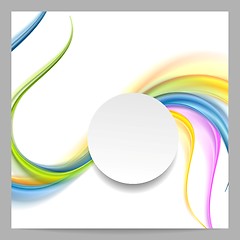 Image showing Abstract colorful waves and blank circle on top