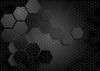 Image showing Tech geometric black background with hexagon texture