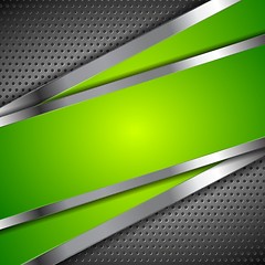 Image showing Abstract green background with metallic design