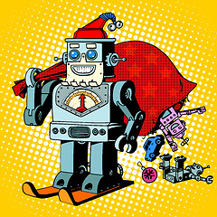 Image showing Robot Santa Claus Christmas gifts humor character Robosanta