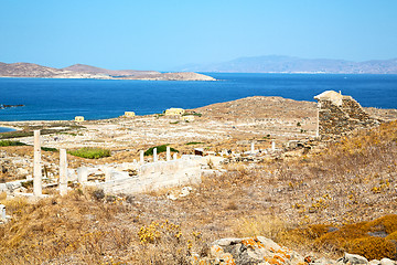 Image showing temple  in delos greece the historycal acropolis  