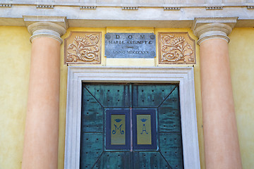 Image showing  church door   in italy  lombardy   column  the milano  pink cop