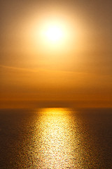 Image showing in santorini    greece sunset and the sky mediterranean red sea