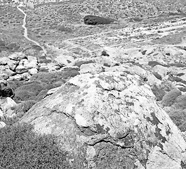 Image showing sea in delos greece the historycal acropolis and old ruin site